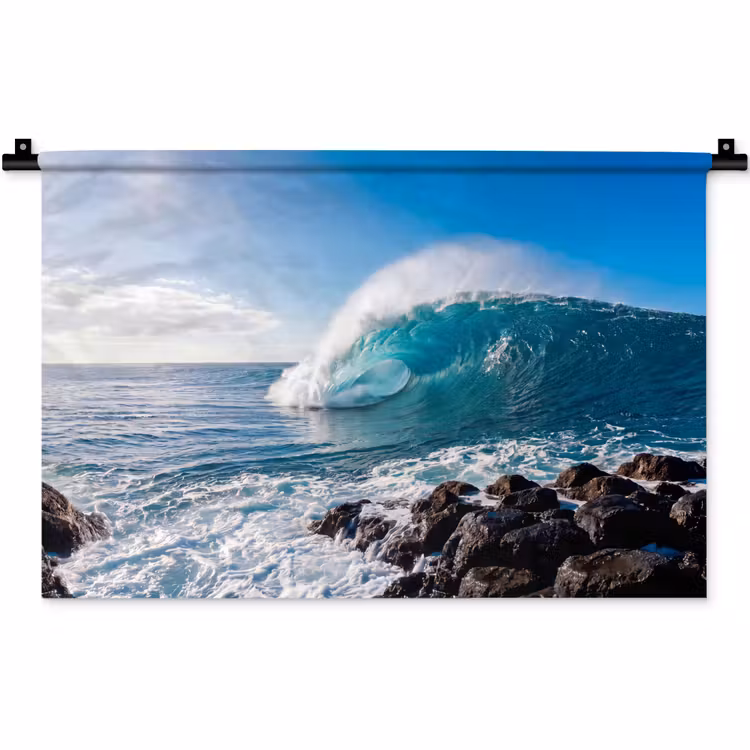 Wandkleed - Golf - Oceaan - Brekend - Water - Blauw — 1