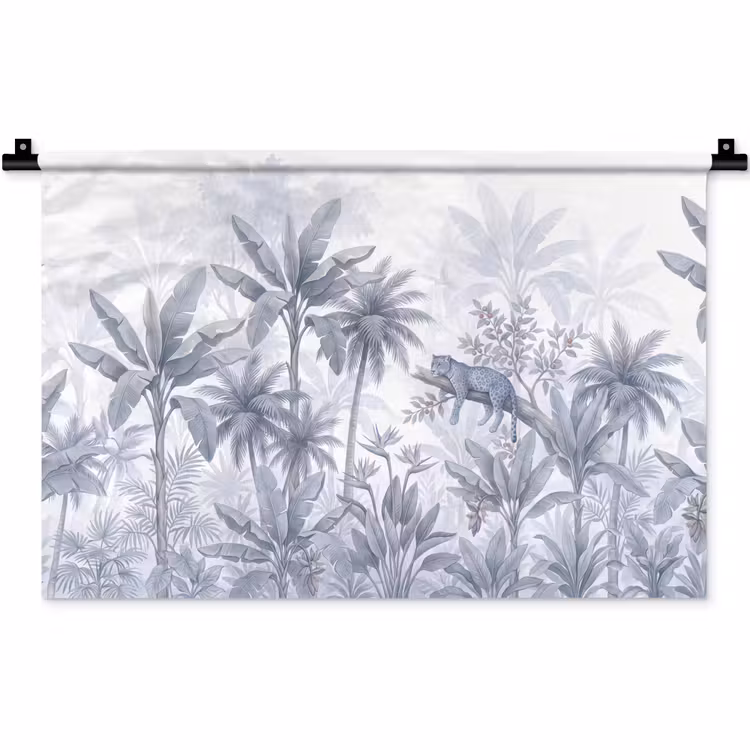 Wandkleed - Kat - Tropisch bos - Modern - Grijs — 1