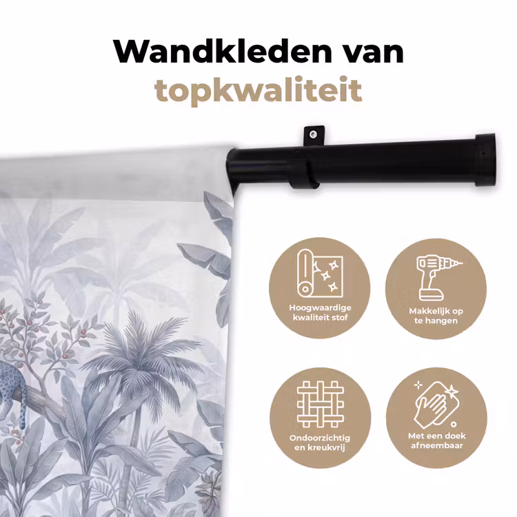 Wandkleed - Kat - Tropisch bos - Modern - Grijs — 3