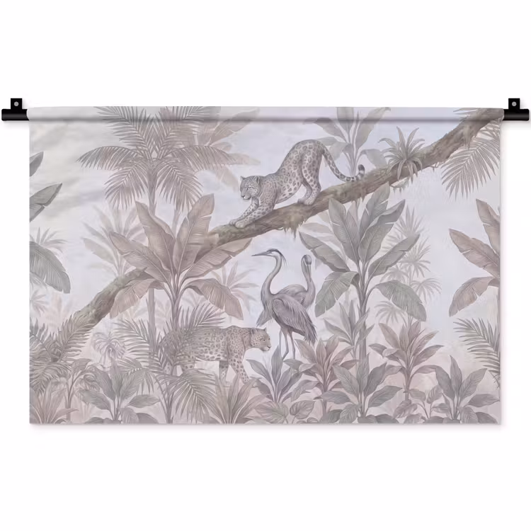 Wandkleed - Kat - Vogel - Jungle - Illustratie - Dieren — 1