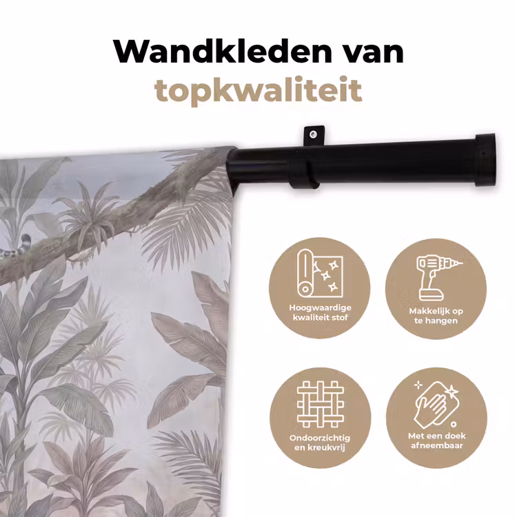 Wandkleed - Kat - Vogel - Jungle - Illustratie - Dieren — 3