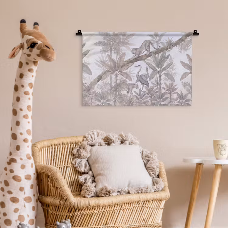 Wandkleed - Kat - Vogel - Jungle - Illustratie - Dieren — 5