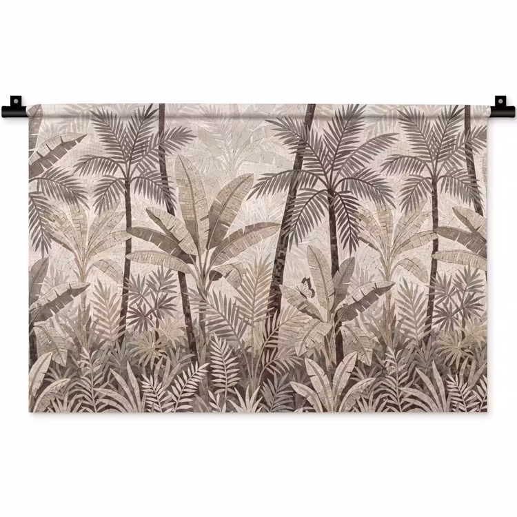 Wandkleed - Natuur - Bladeren - Landschap - Mozaïek - Beige — 1