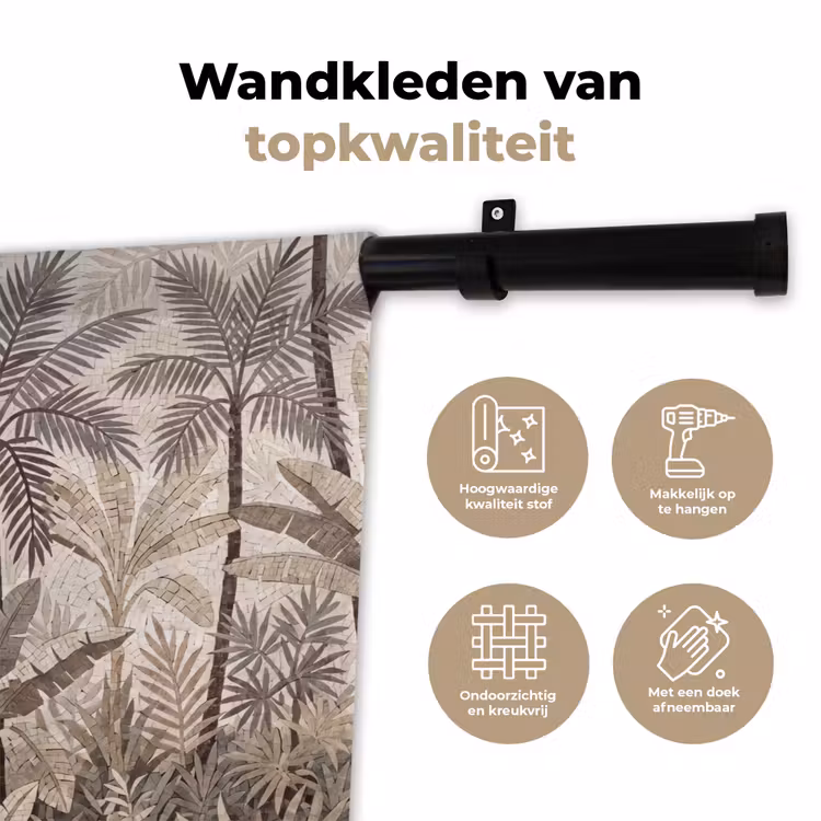 Wandkleed - Natuur - Bladeren - Landschap - Mozaïek - Beige — 3