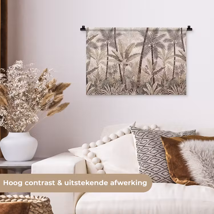 Wandkleed - Natuur - Bladeren - Landschap - Mozaïek - Beige — 4