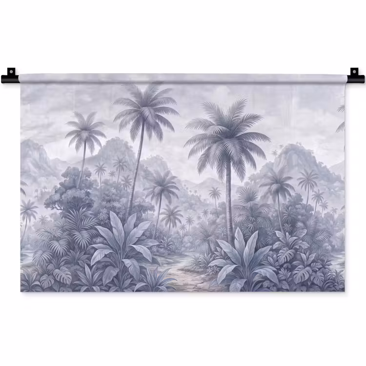 Wandkleed - Natuur - Boom - Tropisch - Landschap - Blauw — 1
