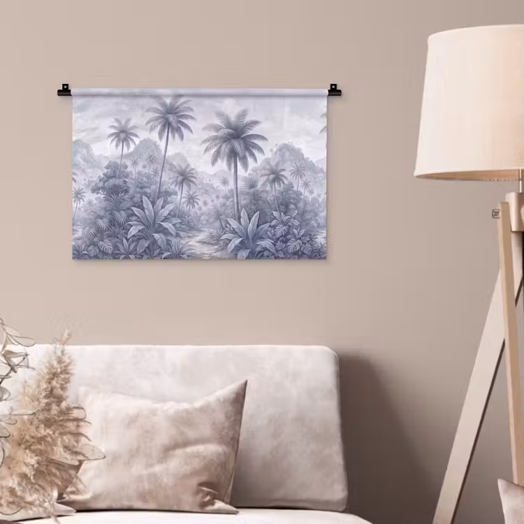 Wandkleed - Natuur - Boom - Tropisch - Landschap - Blauw — 2