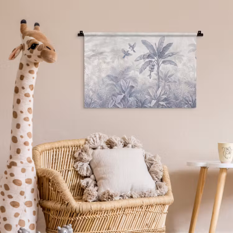 Wandkleed - Natuur - Vogel - Jungle - Illustratie - Blauw — 5