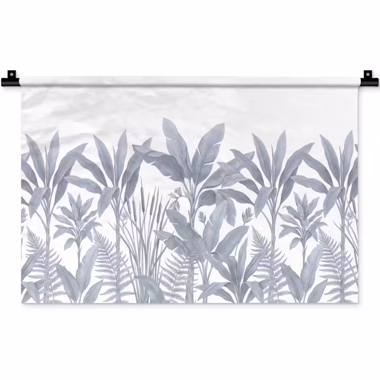 Wandkleed - Planten - Bladeren - Natuur - Grijs — 1