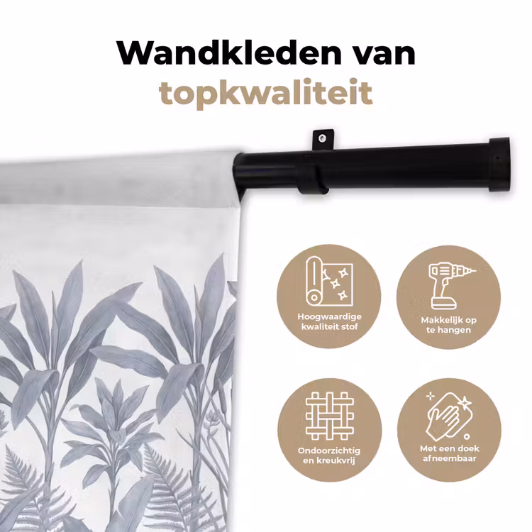Wandkleed - Planten - Bladeren - Natuur - Grijs — 3