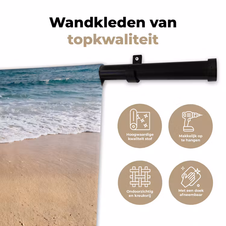Wandkleed - Schildpad - Jong - Strand - Oceaan - Blauw — 3
