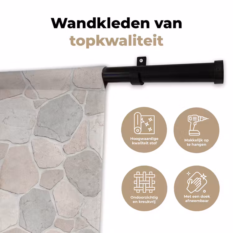 Wandkleed - Steen - Patroon - Textuur - Beige — 3