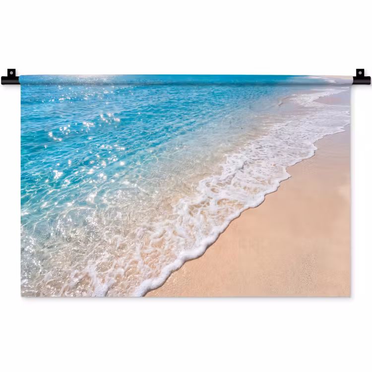 Wandkleed - Strand - Water - Natuur - Blauw - Beige — 1