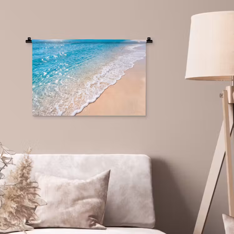 Wandkleed - Strand - Water - Natuur - Blauw - Beige — 2