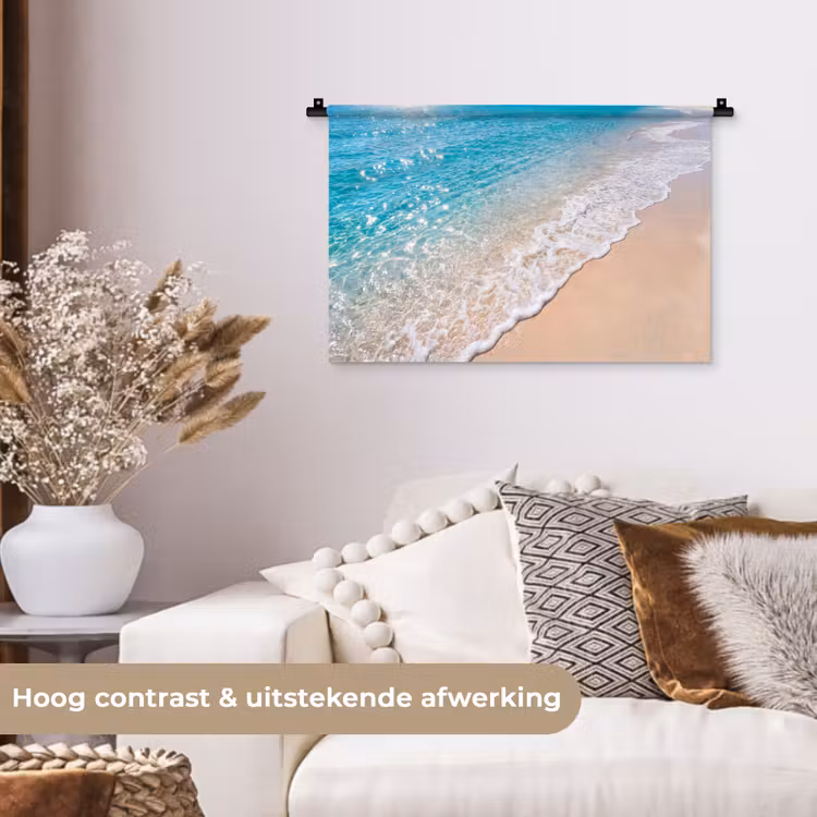 Wandkleed - Strand - Water - Natuur - Blauw - Beige — 4