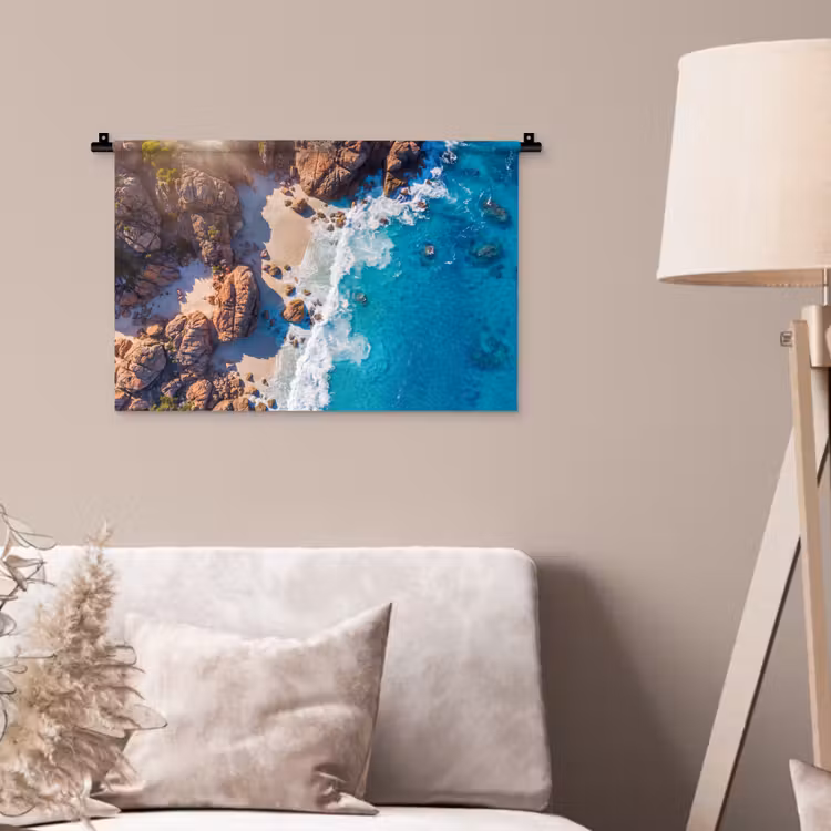 Wandkleed - Strand - Zee - Rotsen - Natuur - Blauw — 2