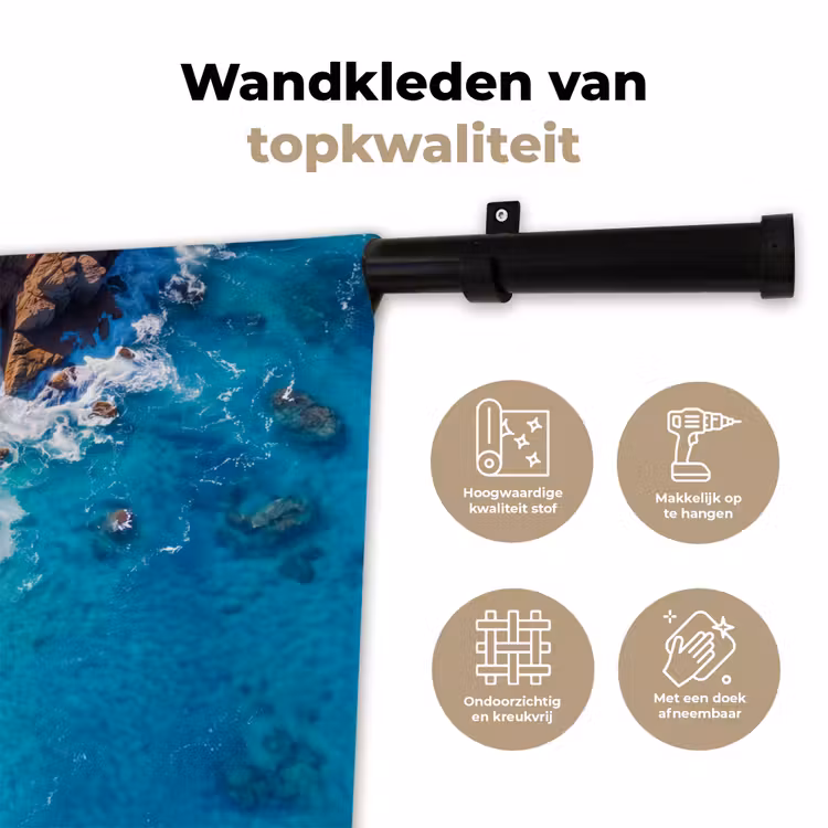 Wandkleed - Strand - Zee - Rotsen - Natuur - Blauw — 3