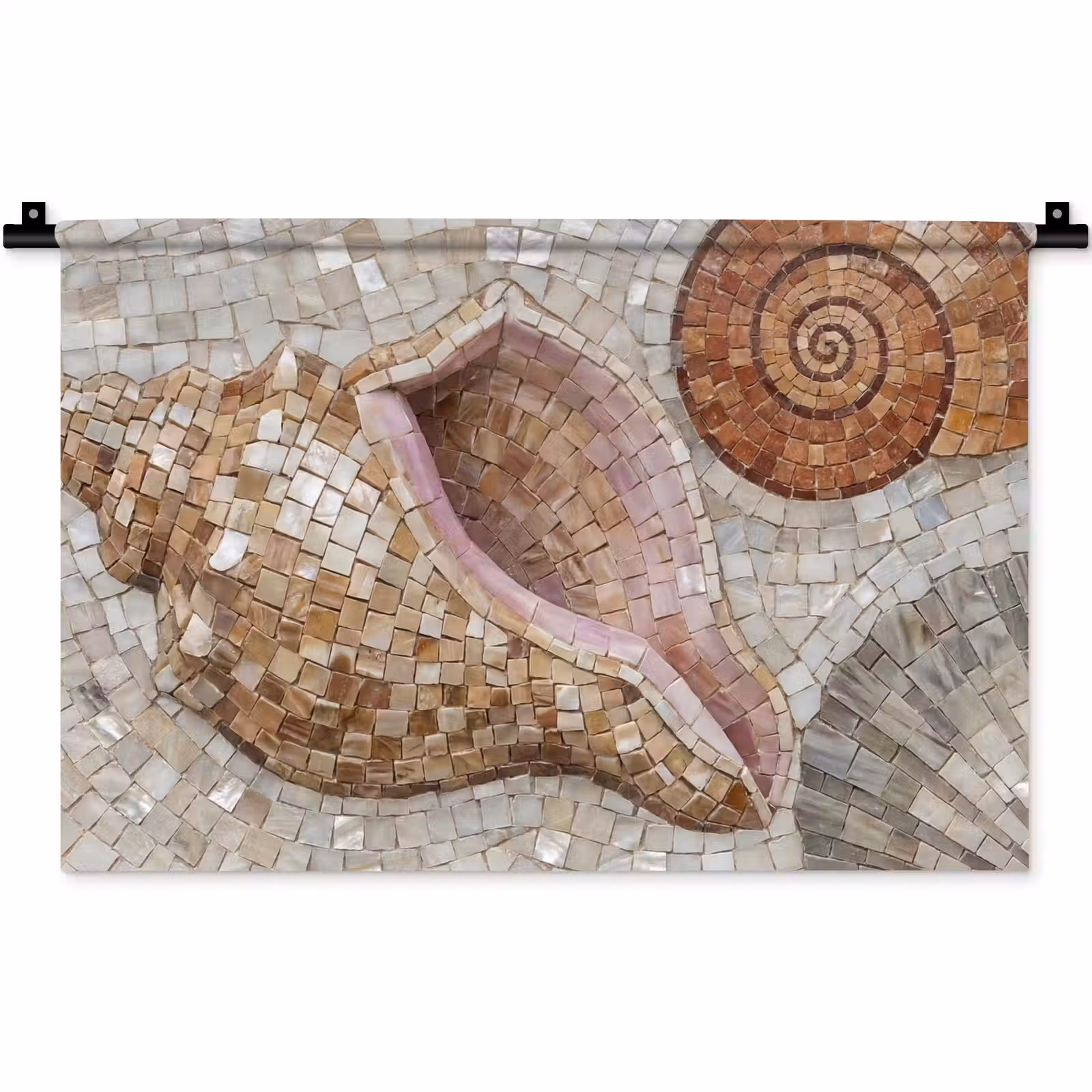 Wandkleed - Schelp - Mozaïek - Zee - Beige - Modern — 1