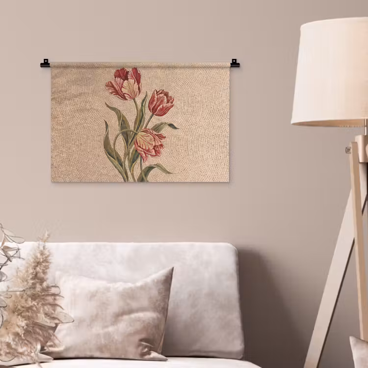 Wandkleed - Bloemen - Mozaïek - Rood - Groen - Kunst — 2