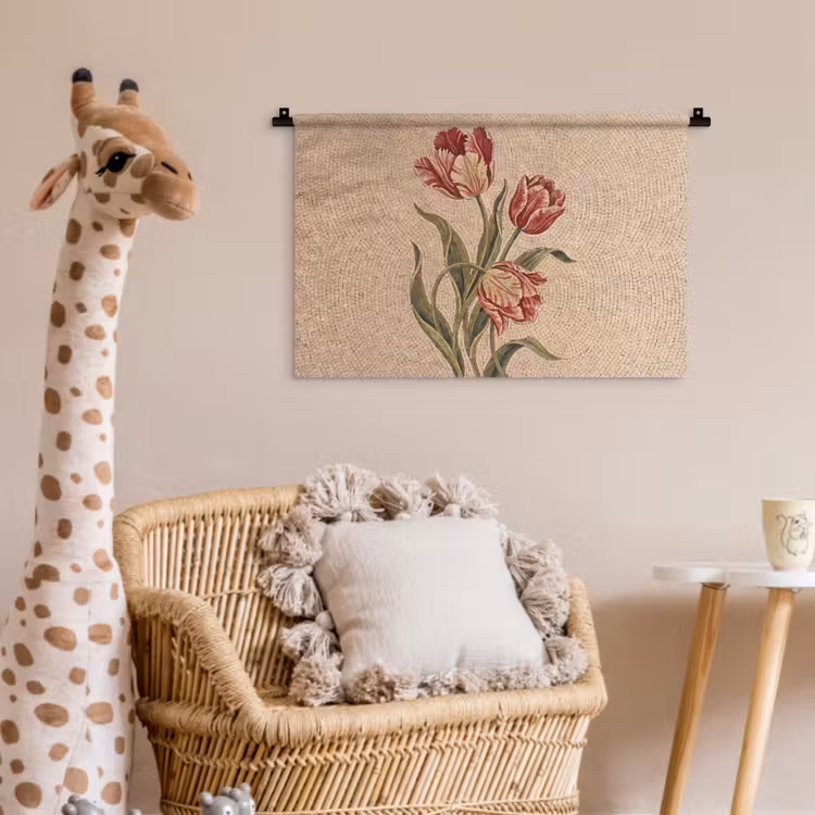 Wandkleed - Bloemen - Mozaïek - Rood - Groen - Kunst — 5