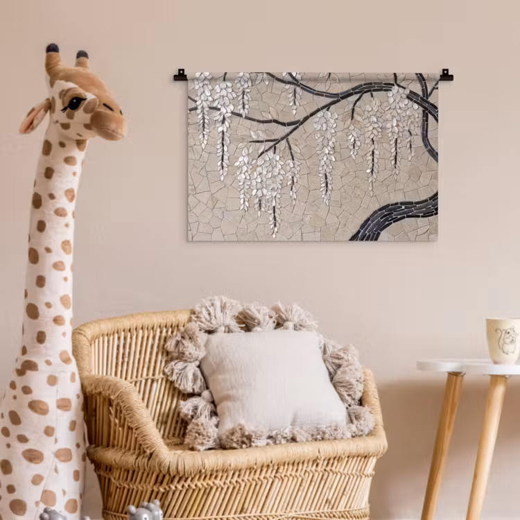 Wandkleed - Boom - Bloemen - Mozaïek - Kunst - Wit — 5