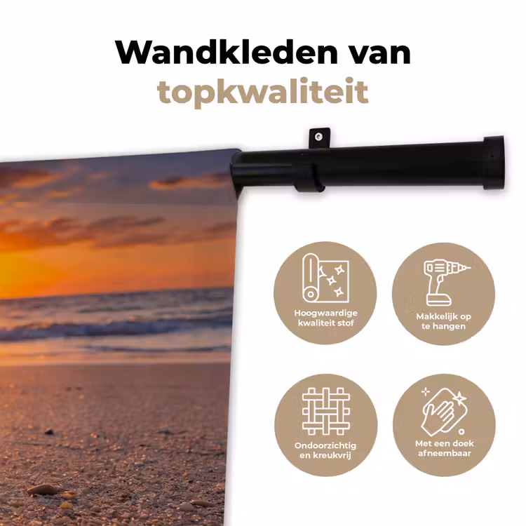 Wandkleed - Kreeft - Strand - Natuur - Zonsondergang - Oranje — 3