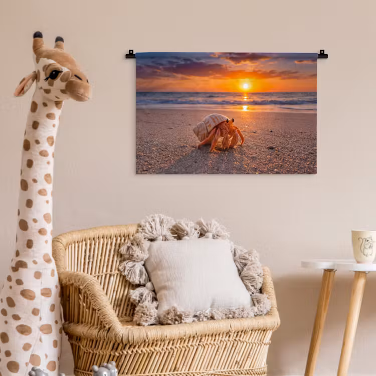 Wandkleed - Kreeft - Strand - Natuur - Zonsondergang - Oranje — 5