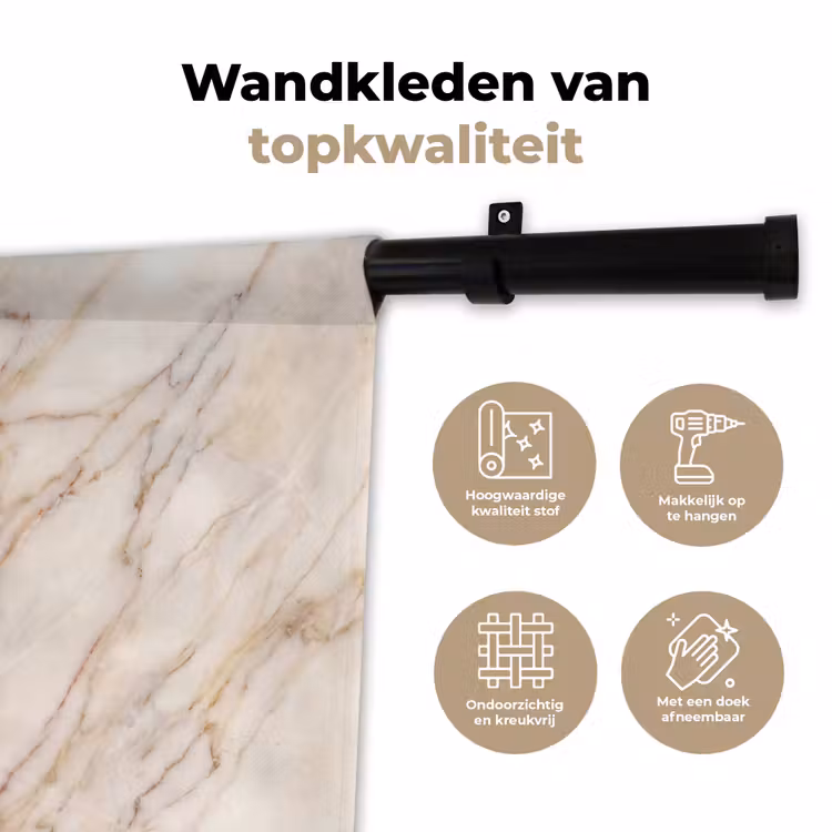 Wandkleed - Marmer - Ader - Abstract - Wit - Goud — 3