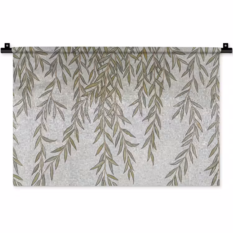 Wandkleed - Planten - Mozaïek - Patroon - Groen - Blauw — 1