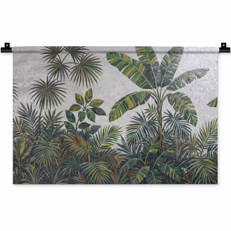 Wandkleed - Planten - Tropisch - Mozaïek - Groen - Natuur — 1