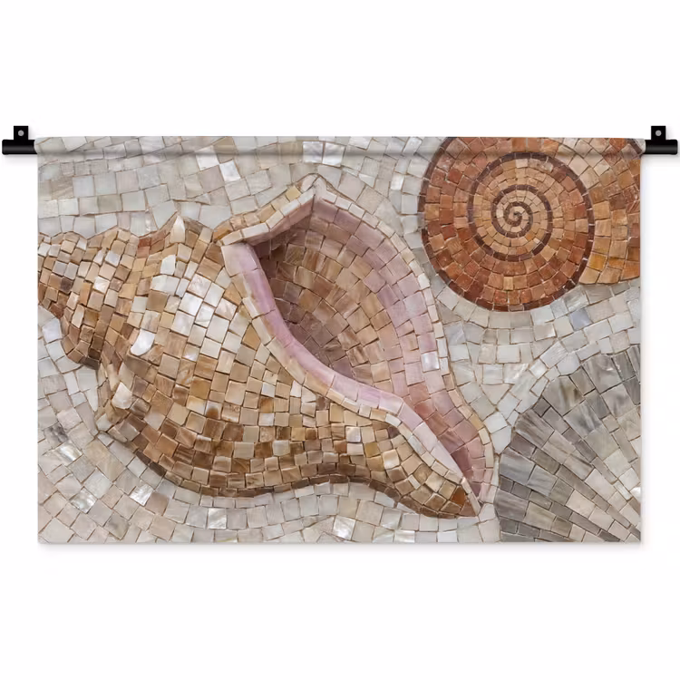 Wandkleed - Schelp - Mozaïek - Zee - Beige - Modern — 1