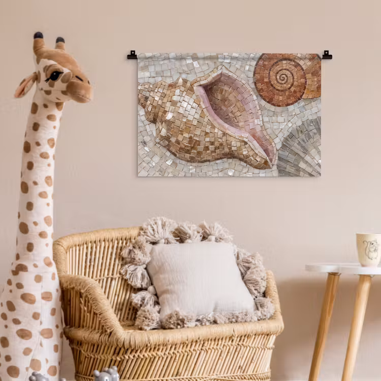 Wandkleed - Schelp - Mozaïek - Zee - Beige - Modern — 5