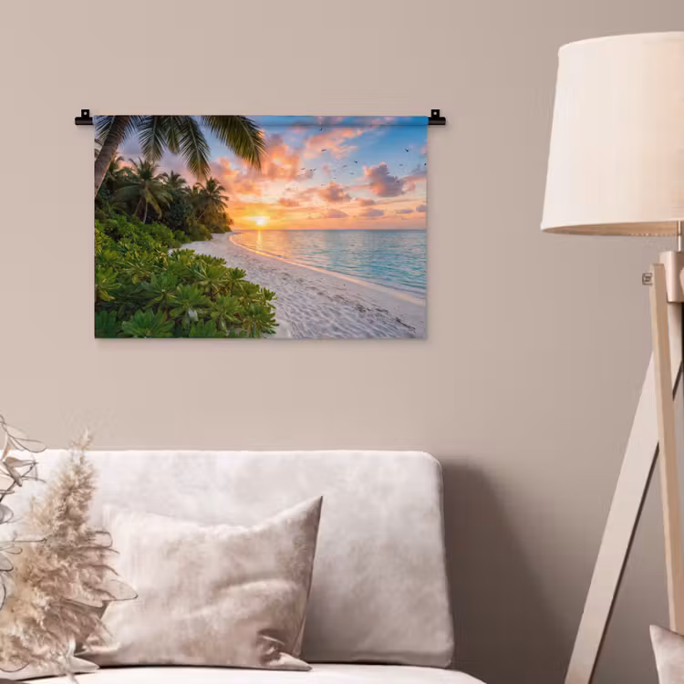 Wandkleed - Strand - Zonsondergang - Palmbomen - Tropisch - Natuur — 2