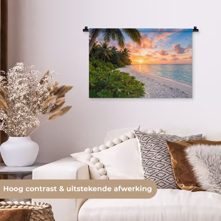 Wandkleed - Strand - Zonsondergang - Palmbomen - Tropisch - Natuur — 4