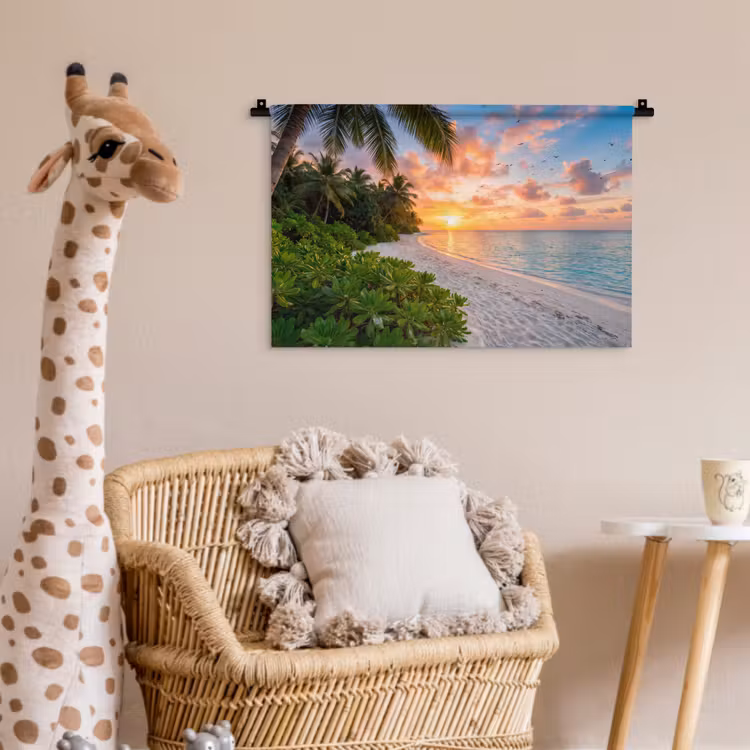 Wandkleed - Strand - Zonsondergang - Palmbomen - Tropisch - Natuur — 5