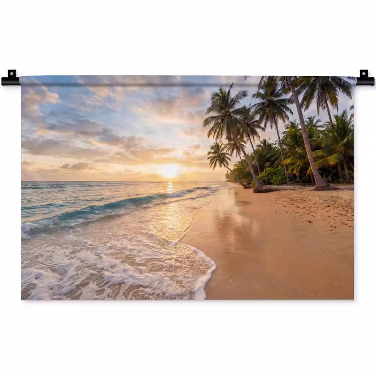 Wandkleed - Strand - Zonsondergang - Tropisch - Natuur - Goud — 1