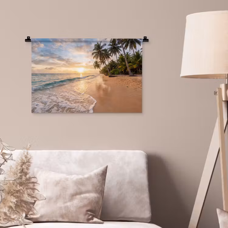 Wandkleed - Strand - Zonsondergang - Tropisch - Natuur - Goud — 2
