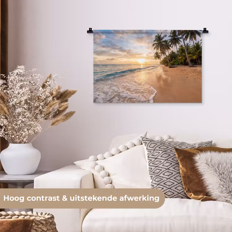 Wandkleed - Strand - Zonsondergang - Tropisch - Natuur - Goud — 4