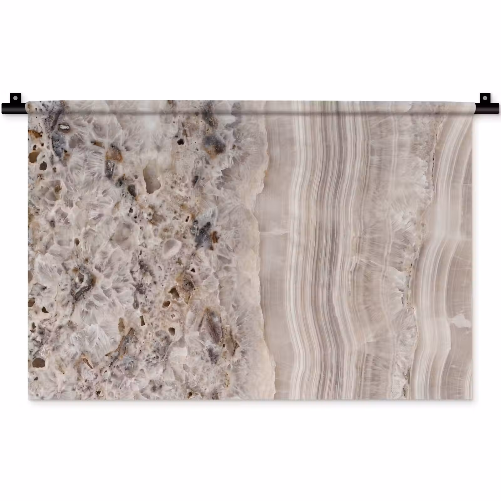 Wandkleed - Steen - Textuur - Abstract - Beige - Wit — 1