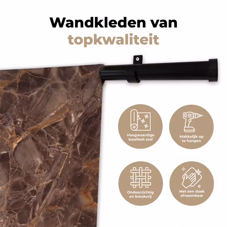 Wandkleed - Marmer - Patroon - Natuur - Bruin - Goud — 3