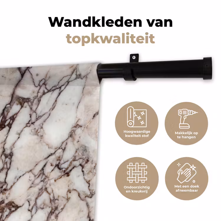 Wandkleed - Marmer - Textuur - Abstract - Wit - Bruin — 3