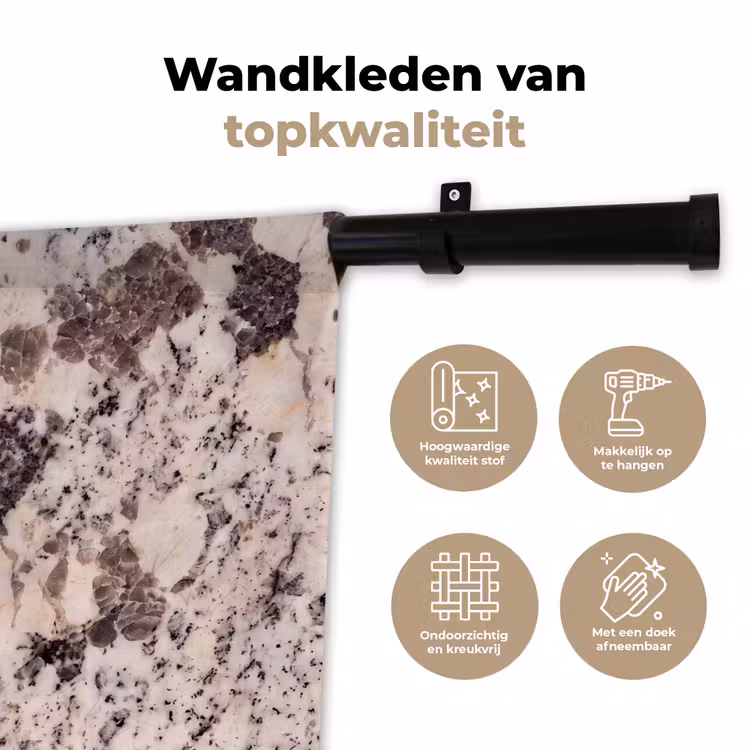 Wandkleed - Natuursteen - Patroon - Abstract - Beige - Grijs — 3