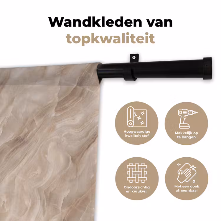Wandkleed - Steen - Golvend - Abstract - Beige — 3