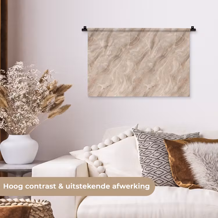 Wandkleed - Steen - Golvend - Abstract - Beige — 4
