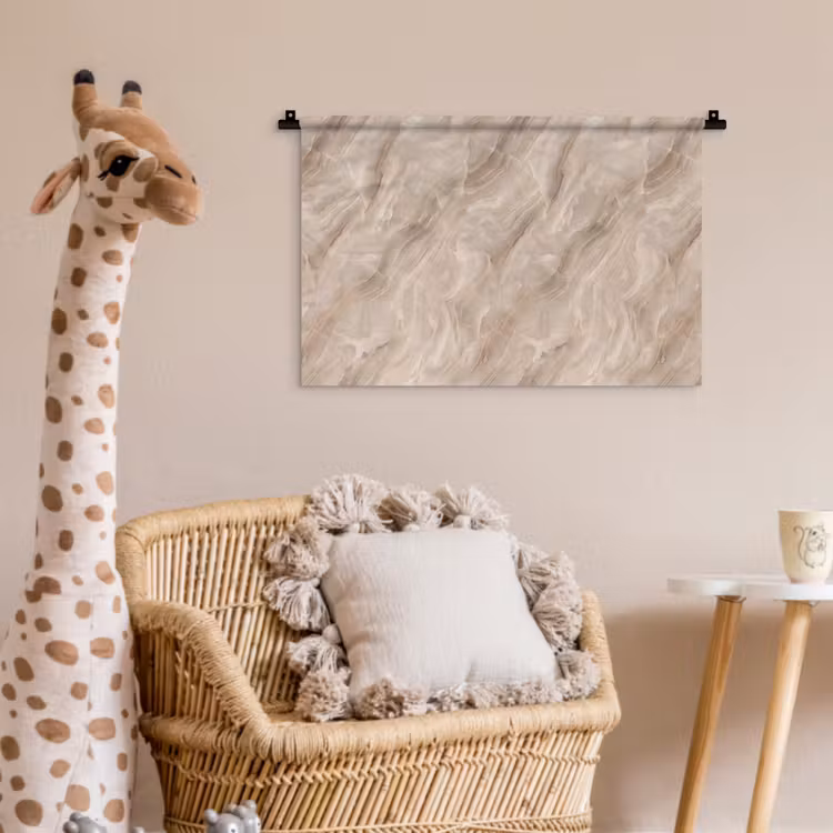 Wandkleed - Steen - Golvend - Abstract - Beige — 5