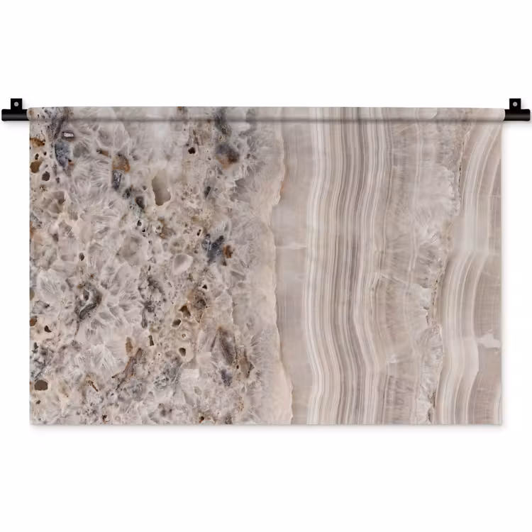 Wandkleed - Steen - Textuur - Abstract - Beige - Wit — 1