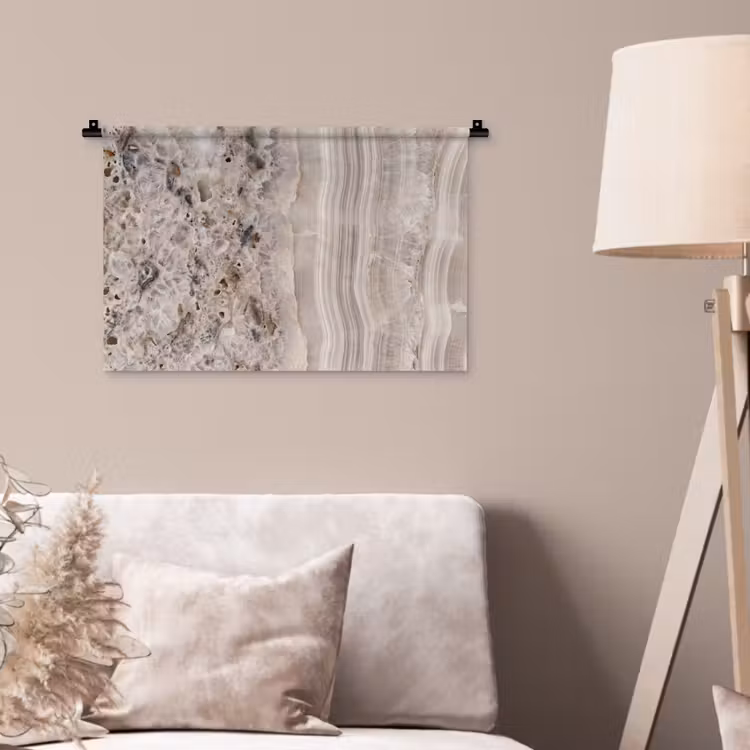 Wandkleed - Steen - Textuur - Abstract - Beige - Wit — 2