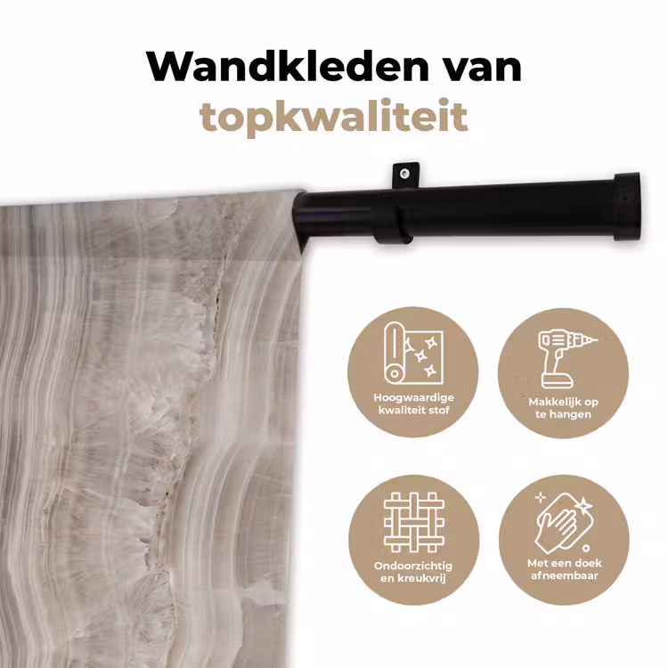 Wandkleed - Steen - Textuur - Abstract - Beige - Wit — 3
