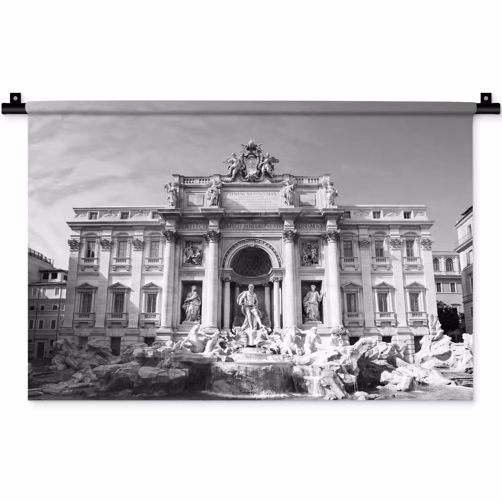 Wandkleed - Fontein - Beelden - Architectuur - Zwart-wit — 1