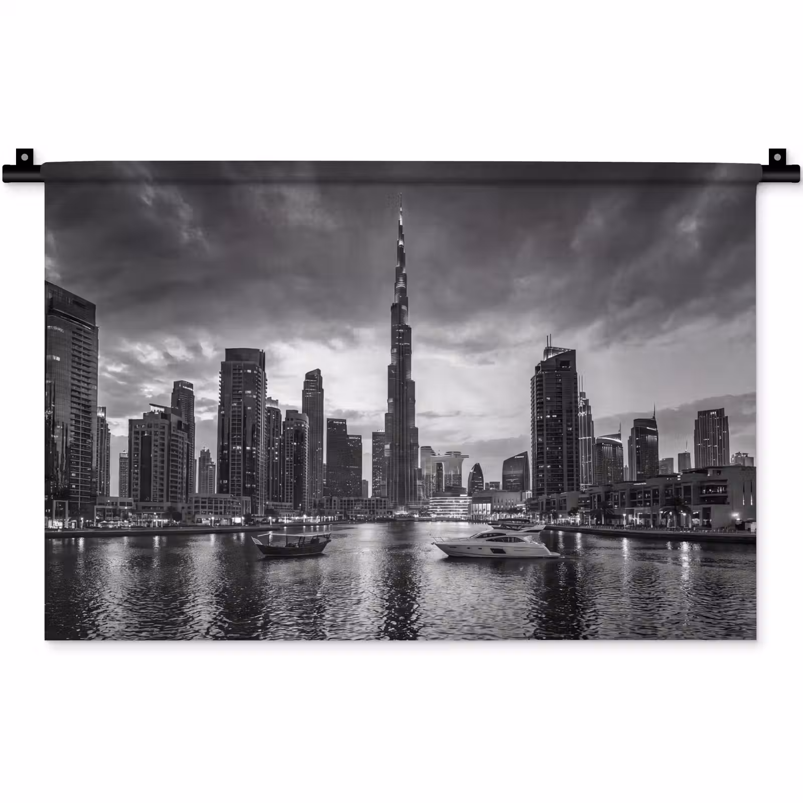 Wandkleed - Stad - Skyline - Architectuur - Avond - Zwart-wit — 1